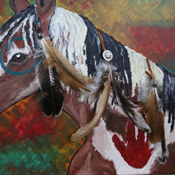 Native American Paint Horse Art Print Oil Painting Western Ranch Cowboy Decor - Picture 9 of 10